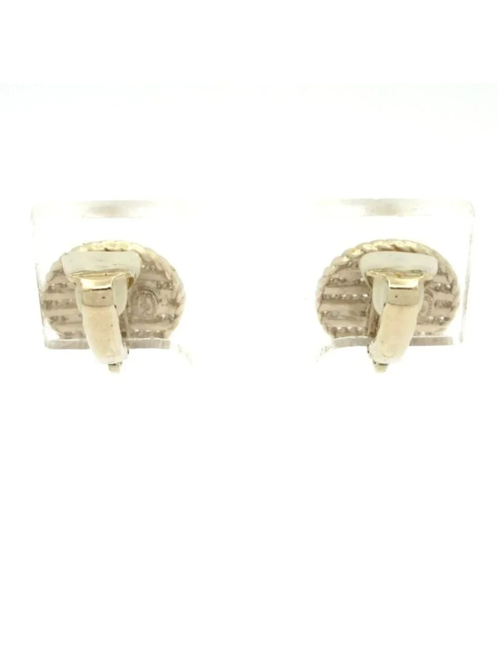 Chanel Earrings Gold White CC Logo